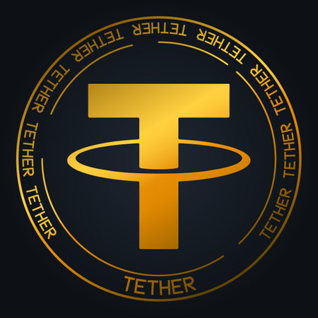 Tether cryptocurrency sign. Blockchain currency symbol background illustrationのイラスト素材