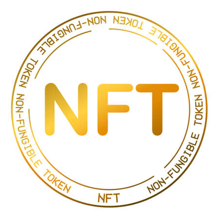 NFT token cryptocurrency vector sign. Blockchain currency logo background illustrationのイラスト素材
