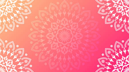 Floral mandala vector background. Pink to yellow gradient illustration.のイラスト素材