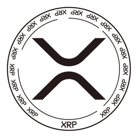 Ripple XRP cryptocurrency flat on white background vector illustration. Blockchain currency sign logo background illustrationのイラスト素材