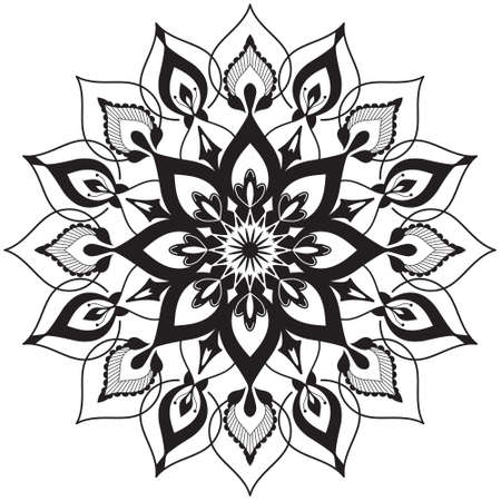 Mandala vector illustration. Ethnic oriental print ornament on white backgroundのイラスト素材