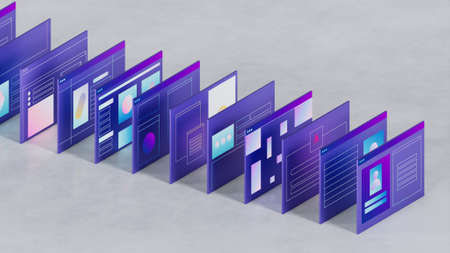 Abstract web pages and interfaces. Business and technology theme 3d illustrationの写真素材