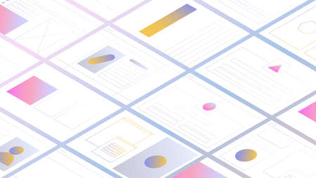 Abstract web pages and ui elements vector illustration. Design of user interface