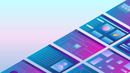 Trendy vector illustration with web pages and user interfaces.