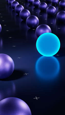 Glowing neon sphere vertical picture for social media. Progress and developmentの写真素材