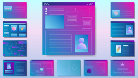 Set with user interface concept forms. Abstract web pages and ui elementsのイラスト素材
