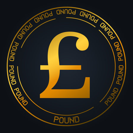 Pound golden symbol on black background.のイラスト素材