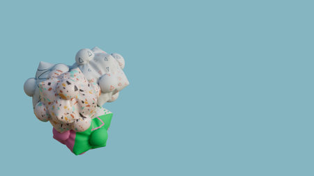 Abstract geometric shapes attracted and connected. Conceptual 3d illustrationの写真素材