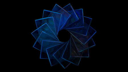 Abstract design background. 3d illustration of diaphragm made of glassの写真素材