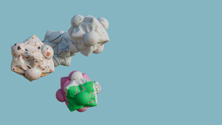 Abstract geometric shapes attracted and connected. Conceptual 3d illustrationの写真素材