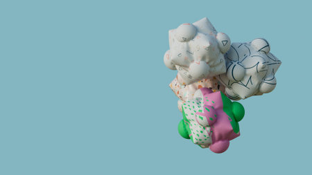 Abstract geometric shapes 3d render background. Pastel colored illustrationの写真素材