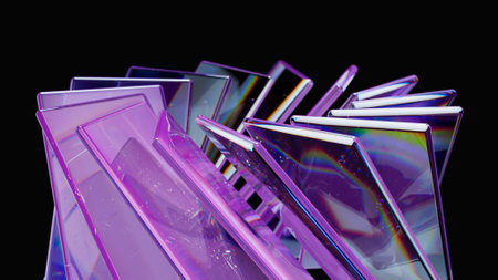 Modern material design concept background. 3d illustration. Glass screensの写真素材