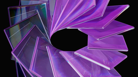 Futuristic background illustration with glass shapes. Abstract 3d backgroundの写真素材