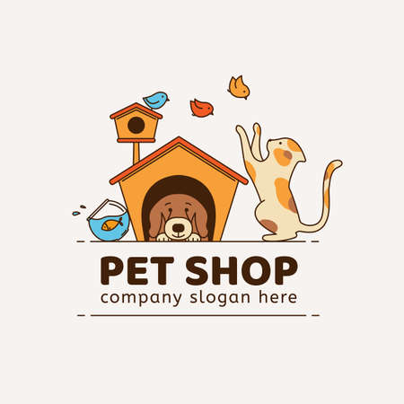 Logo for pet shop, veterinary clinic, animal shelter, designed in a modern style vector lines.のイラスト素材