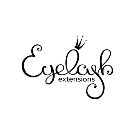 Eyelash extension logo. Style with a stylized hand-drawn lettering, calligraphy.のイラスト素材