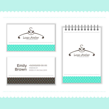 Branding for the children's clothing store. Icon, business card, notepad. Vector illustration in cartoon styleのイラスト素材
