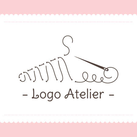 The icon Atelier. Vector template for the fashion industry. Element for Studio sewing and tailoring. Illustration in modern styleのイラスト素材