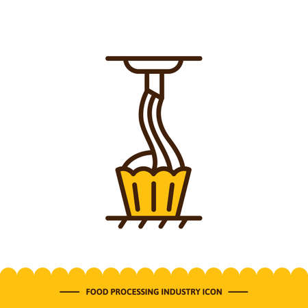Food processing industry icon, Automated line confectionery. The process of extruding the cream. Vector illustration in modern styleのイラスト素材