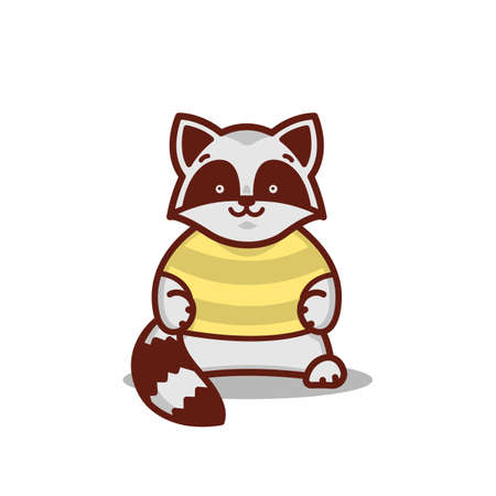 A cartoon raccoon with a striped t-shirtのイラスト素材