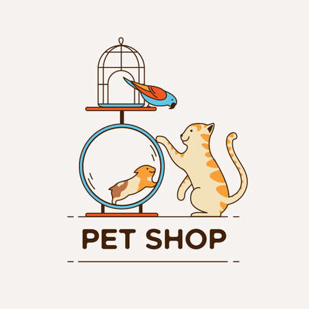 Logo for pet shop, veterinary clinic, animal shelter, designed in a modern style vector lines.のイラスト素材