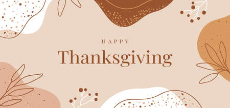 Happy Thanksgiving Day - holiday Background with abstract leaves and spots with terrazzo textureのイラスト素材