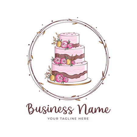 Wedding tiered cake with pink peonies and marshmallows.のイラスト素材