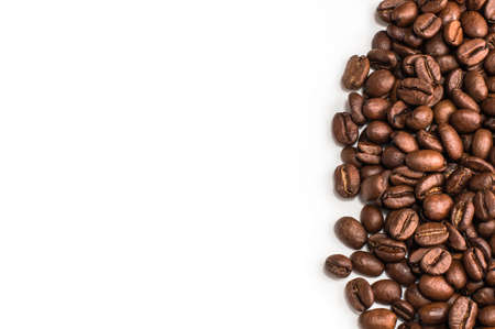 Coffee grains on a white background. Coffee frameの写真素材