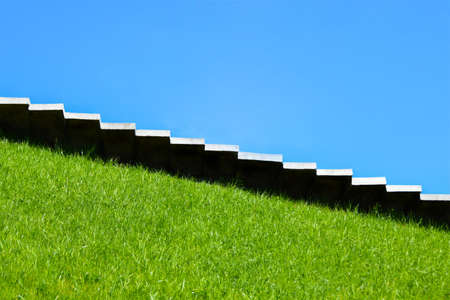 Stairs on the grassの写真素材