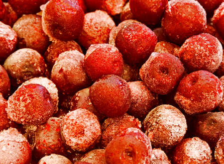 Background frozen red cherry iceの写真素材