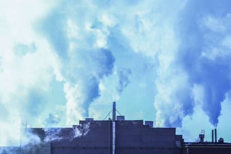 The factory pollutes the environmentの写真素材