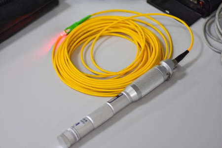 Telecommunication control measuring instrument for checking the quality fiber optic cable,...