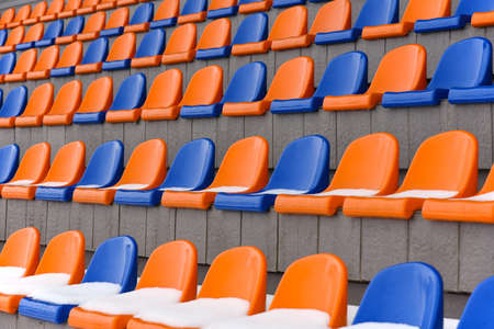 Blue Orange Empty Snow Stadium Standsの写真素材
