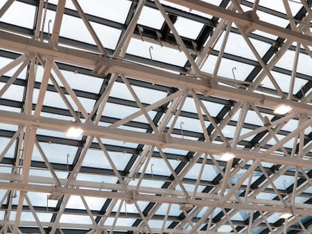 The metal frame of the roof of the building.の写真素材