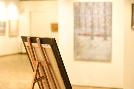 Easel with the artist tablet in the studio.