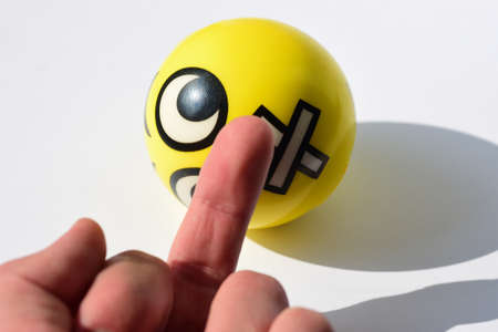 Suppression of free speech, smiley, hatred, nayshniki, leg, hand, stapler.