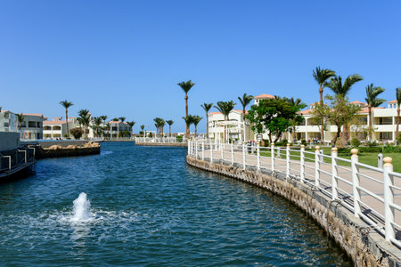 Water channel on the territory of a tropical hotel.のeditorial素材
