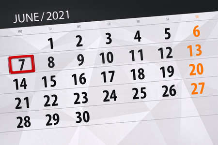 Planner for the month June 2021の写真素材