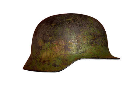 Old German World War II helmet, side view, isolate.の写真素材