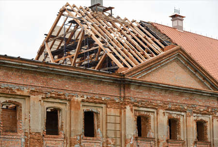 Restoration of the roof of an old ruined palace.