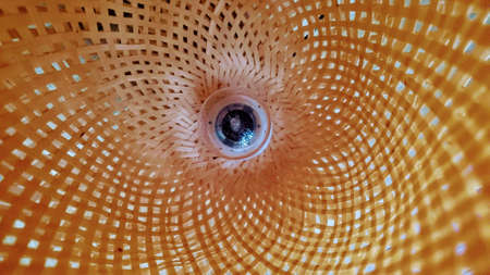 Close Up of Luxury Wicker Bamboo Lampの写真素材