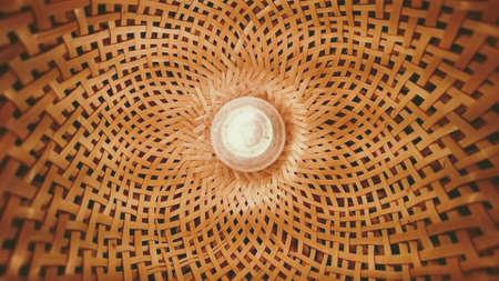 Close Up of Luxury Wicker Bamboo Lampの写真素材