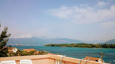 Amazing landscape view of the coast in Kotor Bay, Montenegroの写真素材