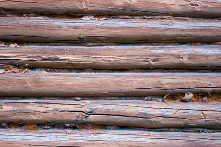 Wooden wall from logs as a background textureの写真素材