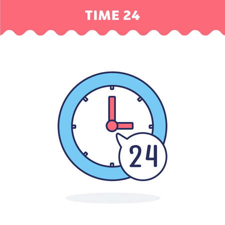 24 hour service icon, vector. Flat design. Advantage icon.のイラスト素材
