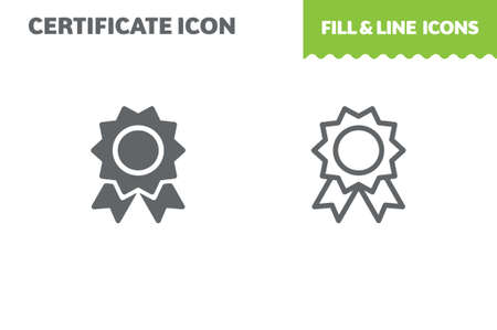 Certificate icon, vector. Fill and line. Flat design. Ui iconのイラスト素材
