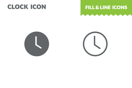 Clock icon, vector. Fill and line. Flat design. Ui iconのイラスト素材