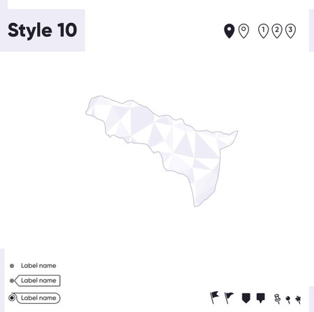 Abkhazia - white and gray low poly map, polygonal map. Outline map. Vector illustration.のイラスト素材
