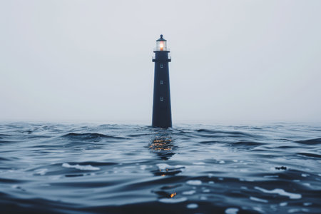Beacon of Hope, Solitary Lighthouse Stands Strong Amidst Stormy Ocean Waves, Navigating the Tempestの素材