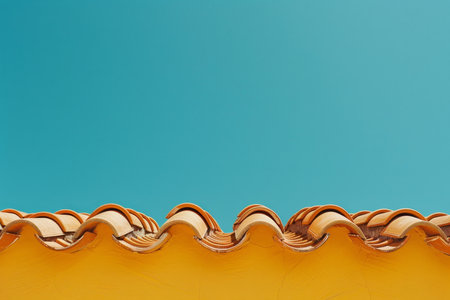 Terracotta Roof Tiles Against a Vibrant Blue Sky, Traditional Architecture, Mediterranean Styleの素材