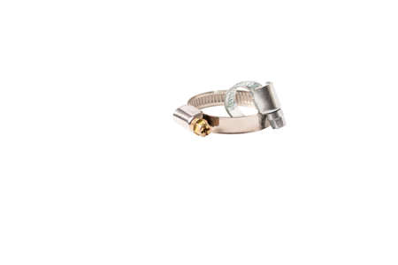 two metal clamps on a white insulated backgroundの写真素材